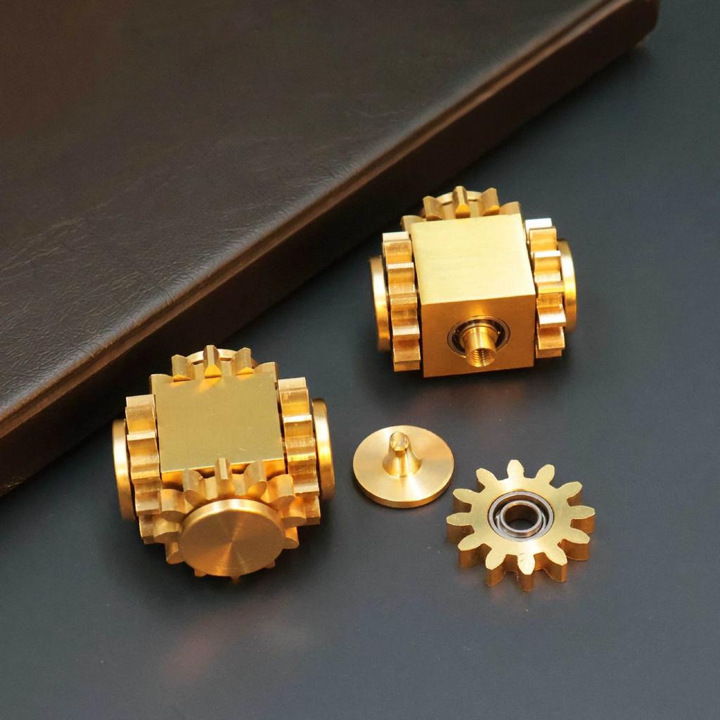 EDC Іграшка-фітджет спінер з чистої латуні - Справжній металевий гіроскоп із шестернями, ручний спінер для дорослих, для зняття тривоги та стресу, розвиваюча іграшка