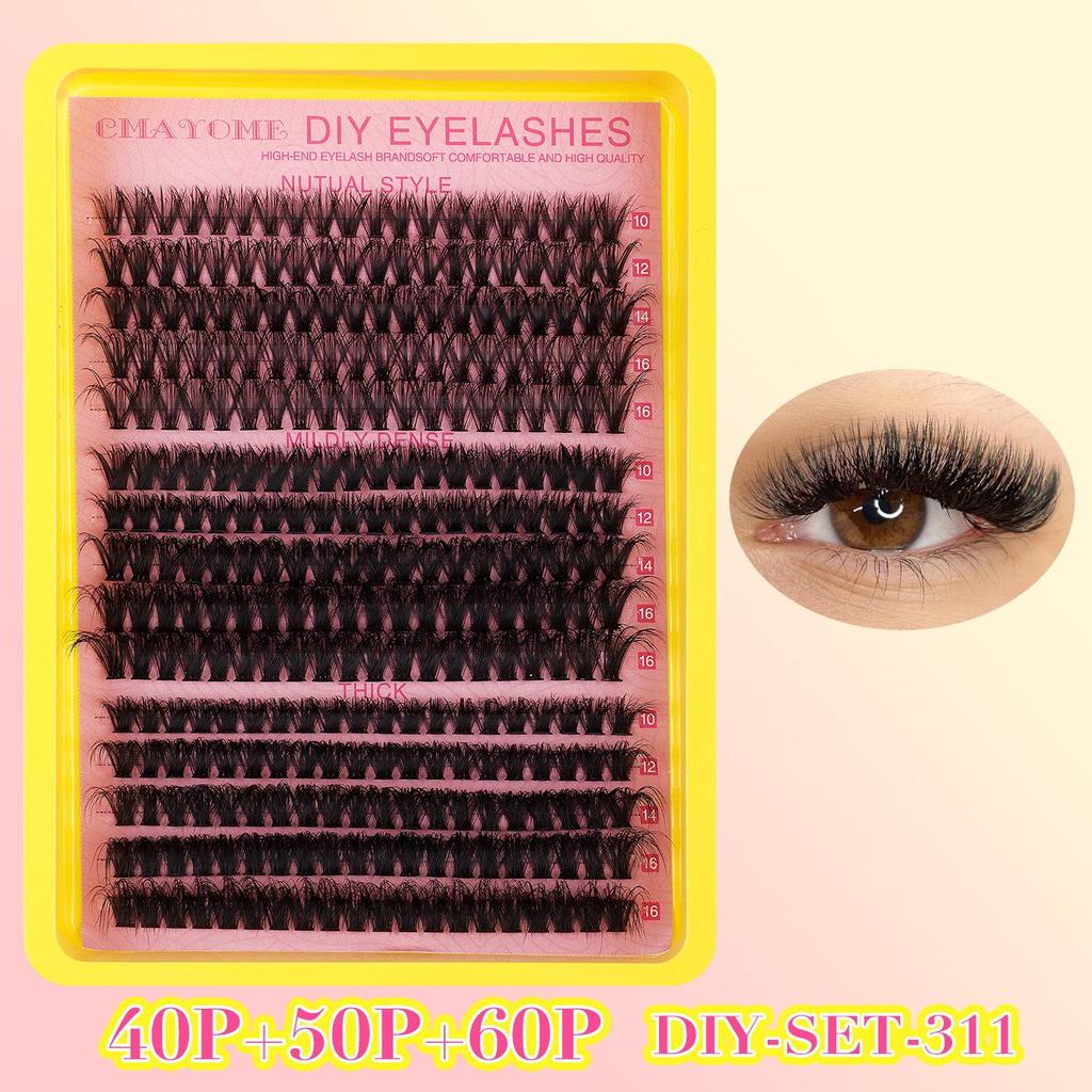 60D-100D 3D False Eyelash Set - DIY Hot Melt Dense Cluster Lashes