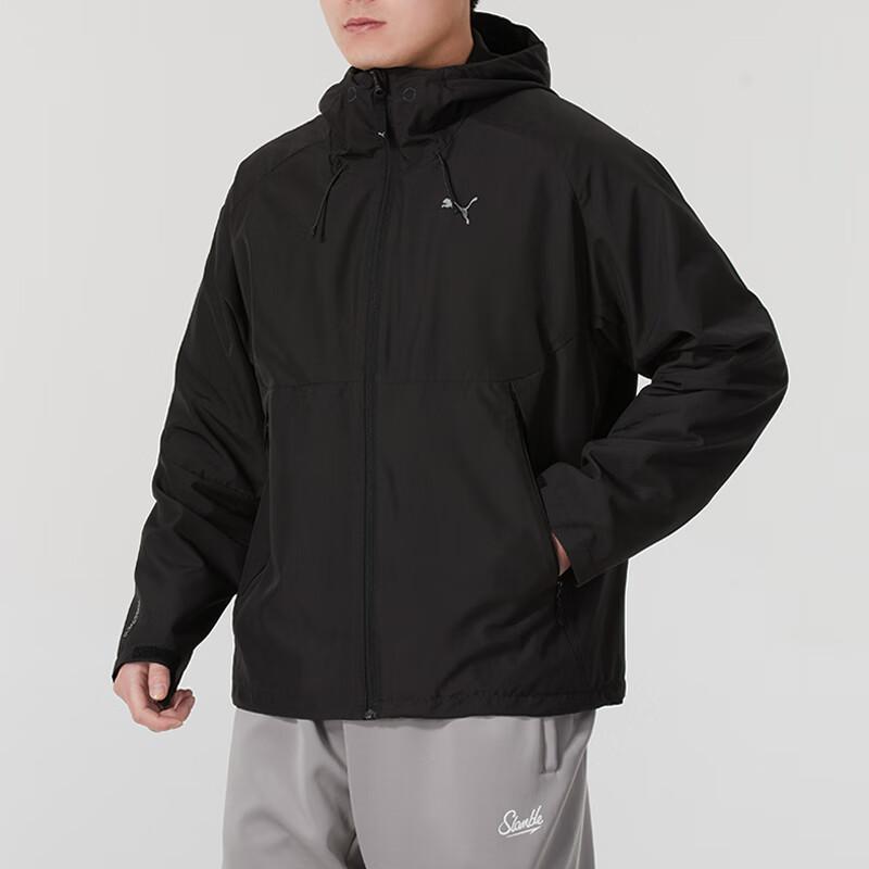 Puma Men's Black Full-Zip Lightweight Outdoor Jacket With Side Zipper Pockets And Adjustable Cuffs 632485-01