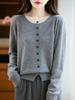 Women's Color Block Two-Piece Look Wool Sweater - Slim Fit, Loose, Round Neck Knitwear for Spring and Autumn