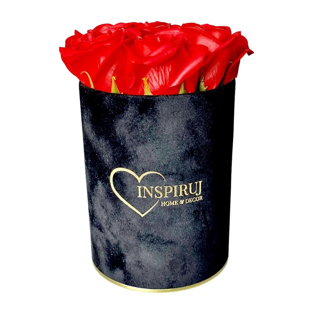 Flowerbox Inspire - Black Box with Soap Roses - No. 14 Red