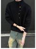 Men's Korean Style High Neck Sweater with Irregular Button Design – Trendy Oversized Knitwear