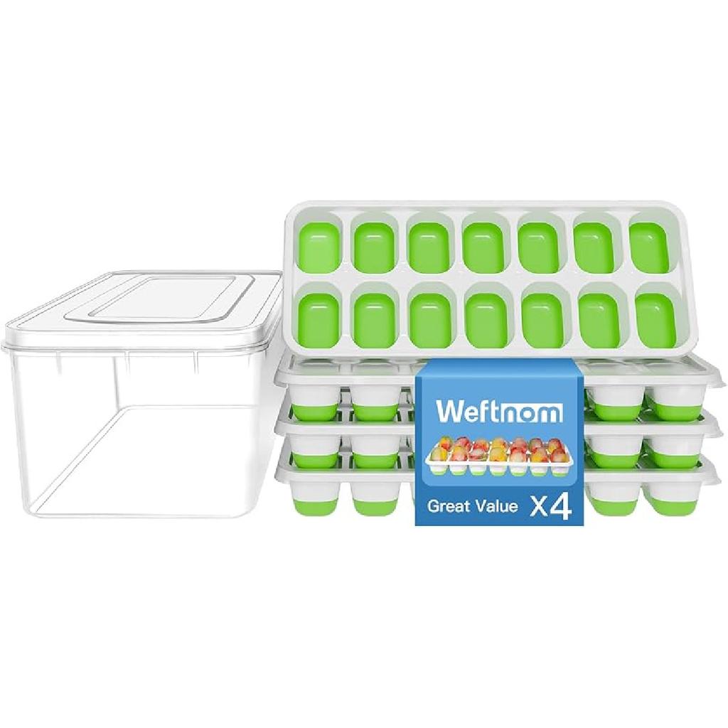 Ice Cube Tray with Lid 5 Pack, 60 Cubes Silicone Ice Cube Trays for Freezer, BPA-Free Easy Release Ice Molds, Stackable Dishwasher Safe Ice Cube