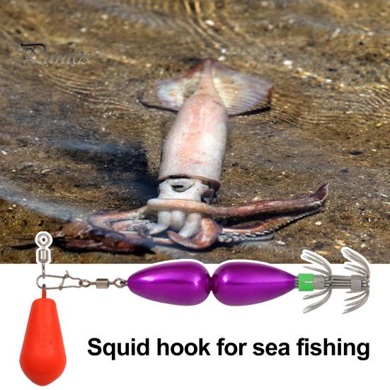 9CM/27G Squid Jig Hook with Colorful Beads Swivel Double-layer Umbrella Hook Cuttlefish Sleeve Fishing Hook Freshwater Saltwater Fishing Accessories