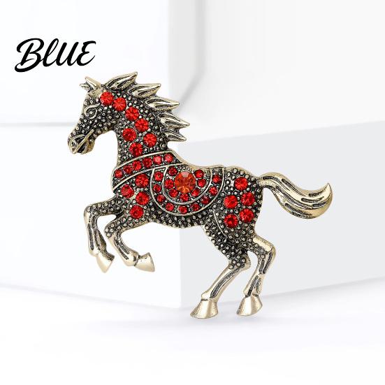 Retro Horse Brooch Vintage Rhinestone Alloy Running Lapel Pin Sweater