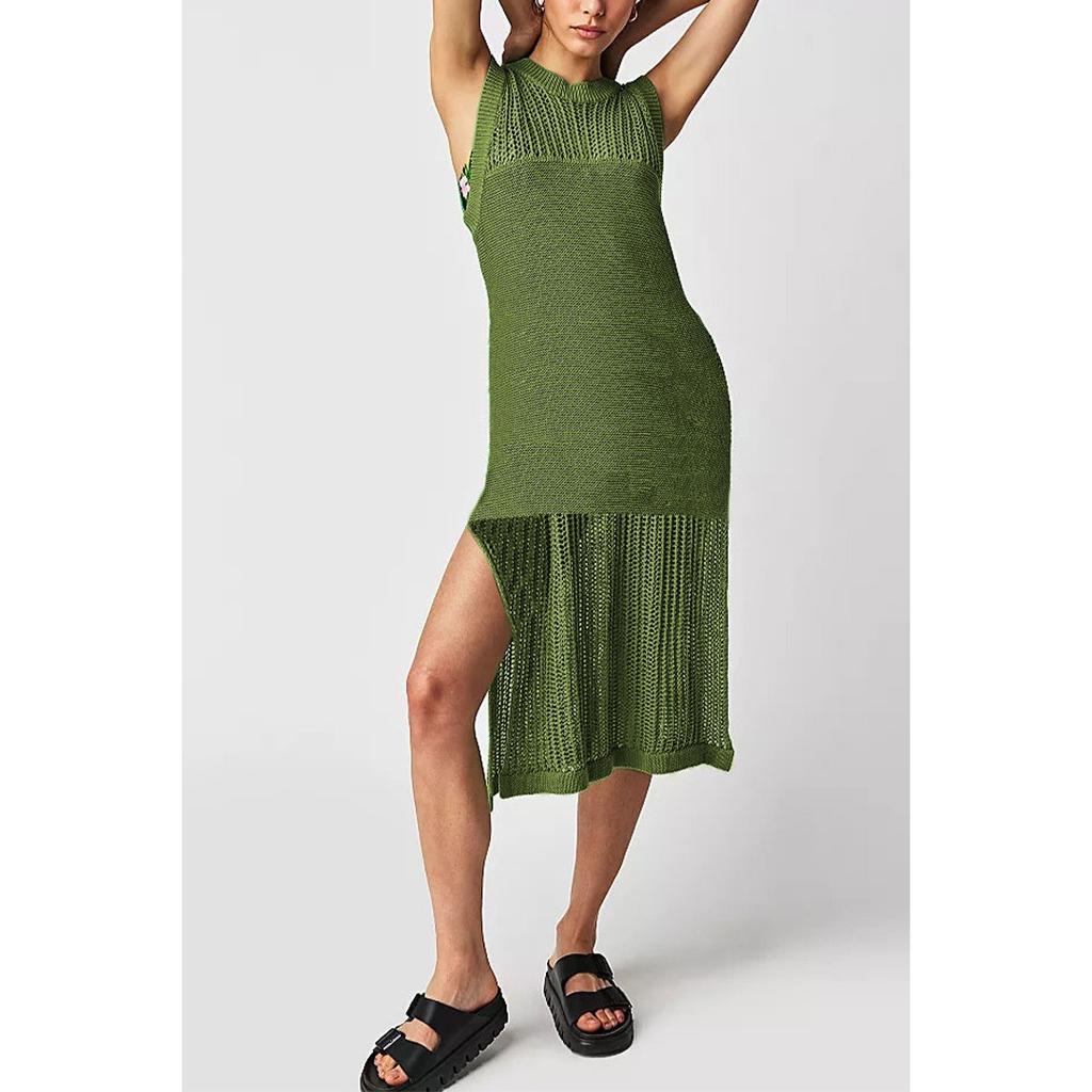 QICED Summer Ladies Street Cutout Dress Knit Sundress Dress