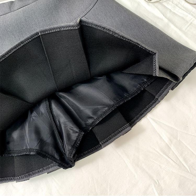 Pleated Skirt Women Spring and Summer Skirt Black Short Skirt High Waist A Umbrella Skirt