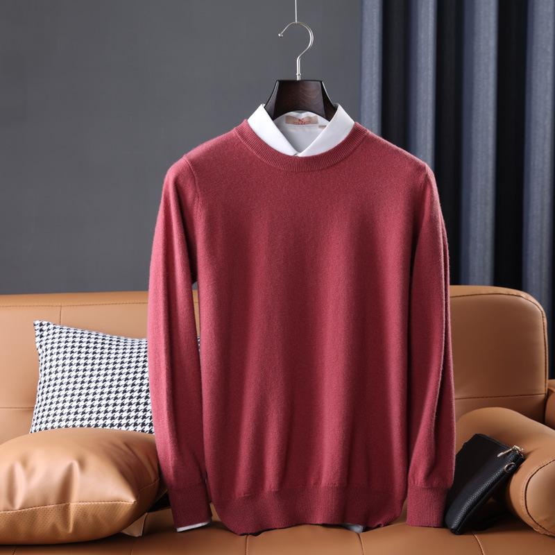 Men's Casual Autumn & Winter 100% Pure Wool V-Neck Loose Knit Sweater