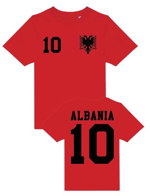 Youth Designz Albanien Kinder-T-Shirt mit Wunschname + Nummer Trikot Weltmeisterschaft Europameisterschaft EU Spaß