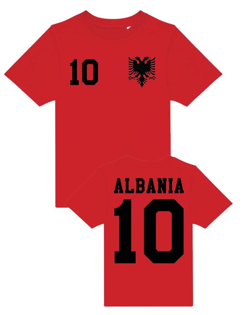 Youth Designz Albanien Kinder-T-Shirt mit Wunschname + Nummer Trikot Weltmeisterschaft Europameisterschaft EU Spaß