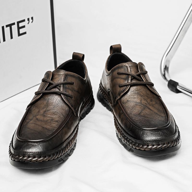 WAERTA 2024 New Men Quality Leather Shoes British Business Lace Up Fashion Black Soft Leather Man Split Leather Dress Shoes Men