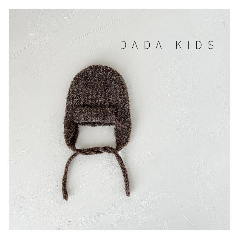 Japanese Children's Flying Hat Winter Wool Blended Warm Boy and Girl Solid Color Versatile Ear Protection Knitted Lei Feng Hat