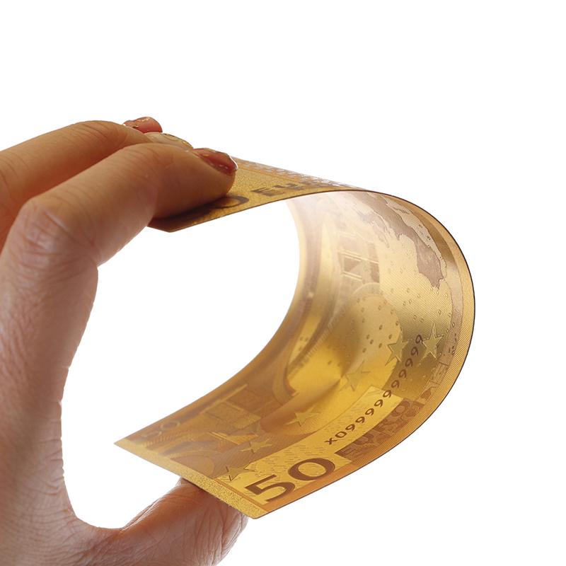 8PC/set Euro Banknote Gold Foil Paper Money Crafts Collection Bank Note Currency