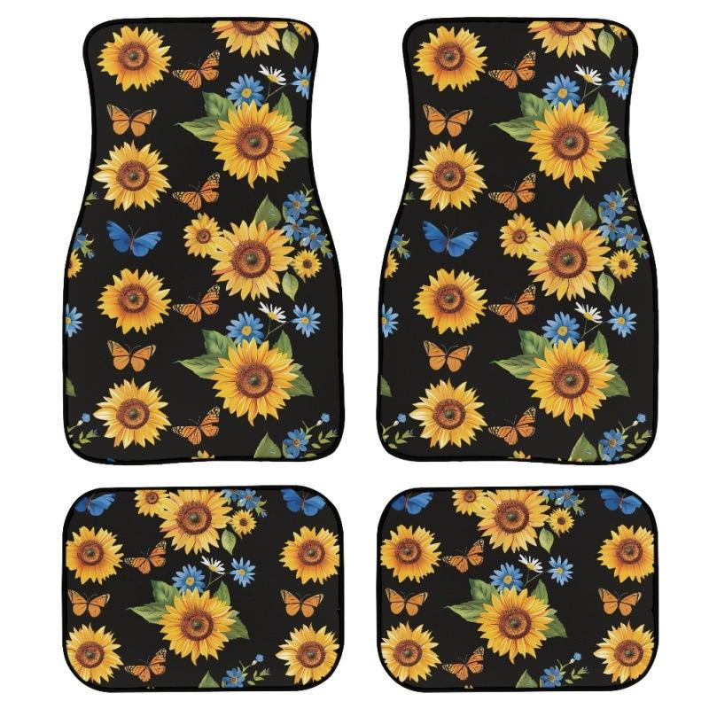 New Car Floor Mat Dustproof And Dirt-Resistant Four-Piece Floor Mat Sunflower