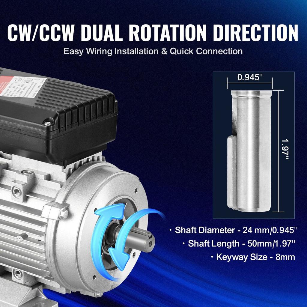 2.2KW Electric Motor 2800RPM AC 220~240V 13.8A 1-Phase 24mm Keyed Shaft