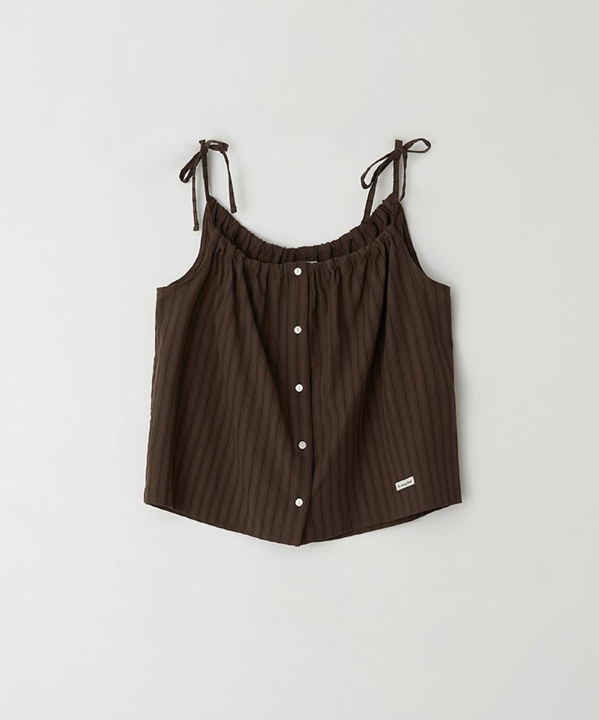 BUT'TON Banding Shirring Blouse (Brown)