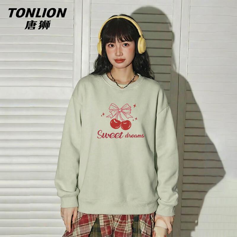 TonLion Damen Rundhals-Sweatshirt mit Schmetterlings- und Buchstaben-Print