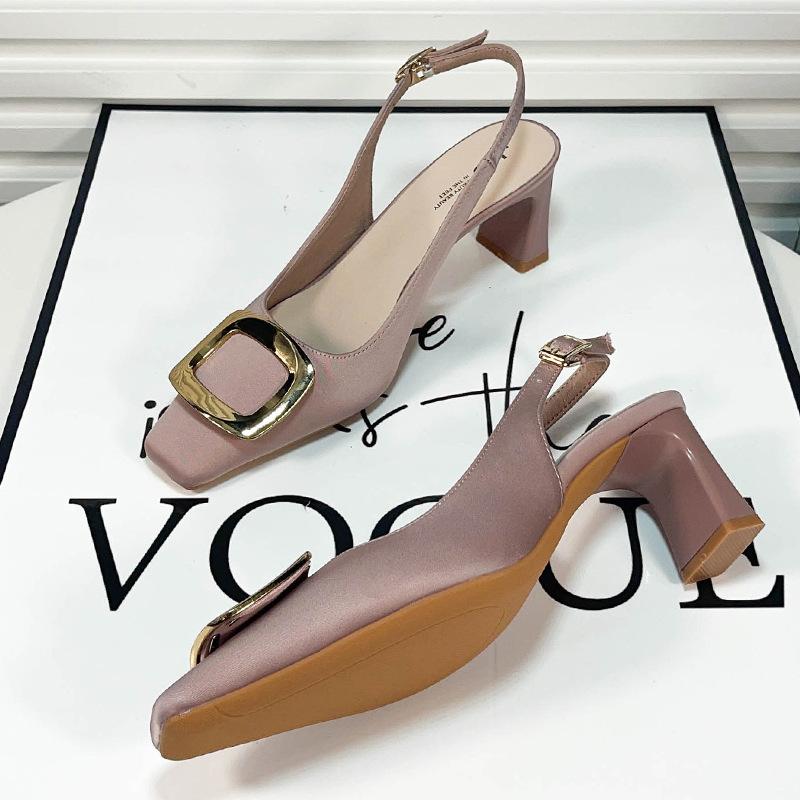 

-B word with bag head sandals women s thick heel new temperament high heels 34