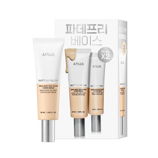 ANUA Matte But Glow Cover Beige Sunscreen SPF50+ PA++++ Tone-Up Mineral Sunscreen 50ml Double Set