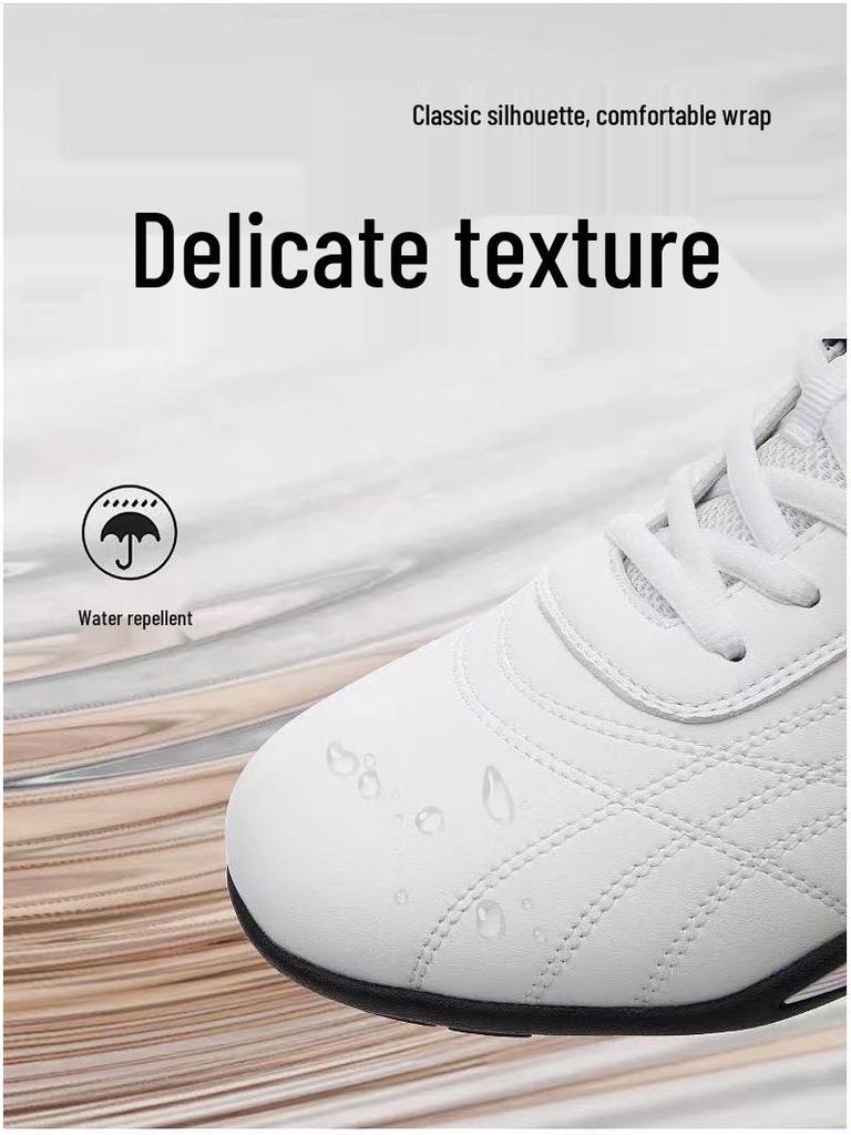 2024 Spring Men's Breathable Leather Running Shoes: Soft Sole, Casual Sports Style