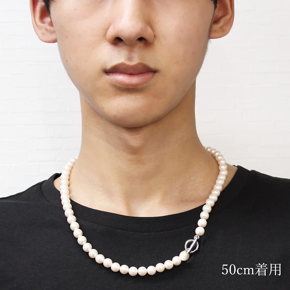 Shop Made in Japan Genderless Pearl Shell Pearl Metal Allergy Friendly jen01 7mm 45cm [Jewelry M] Necklace, Mantel, Simple, Men's, Women's,