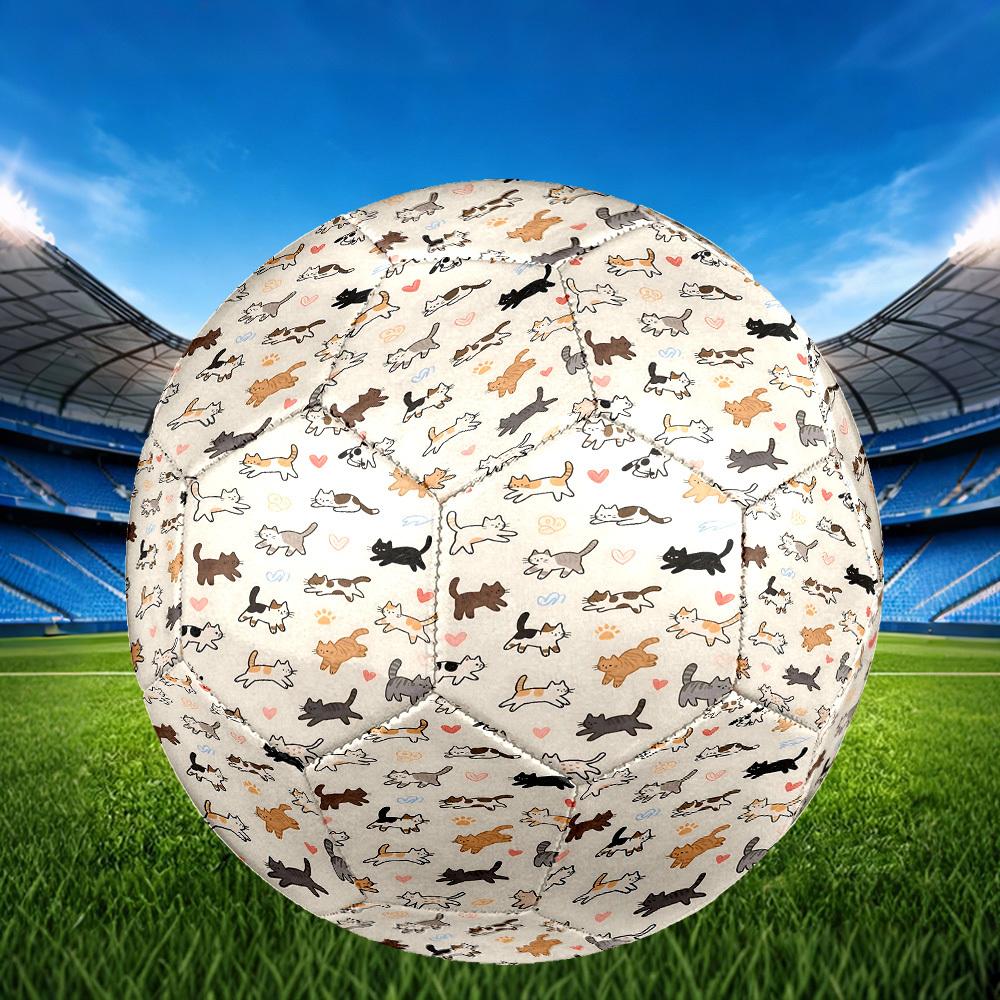 1pc Cats Cream Background Size 5 Soccer Ball Professional Match Training Football Indoor &Outdoor Sports Ball Lightweight Durable C6519