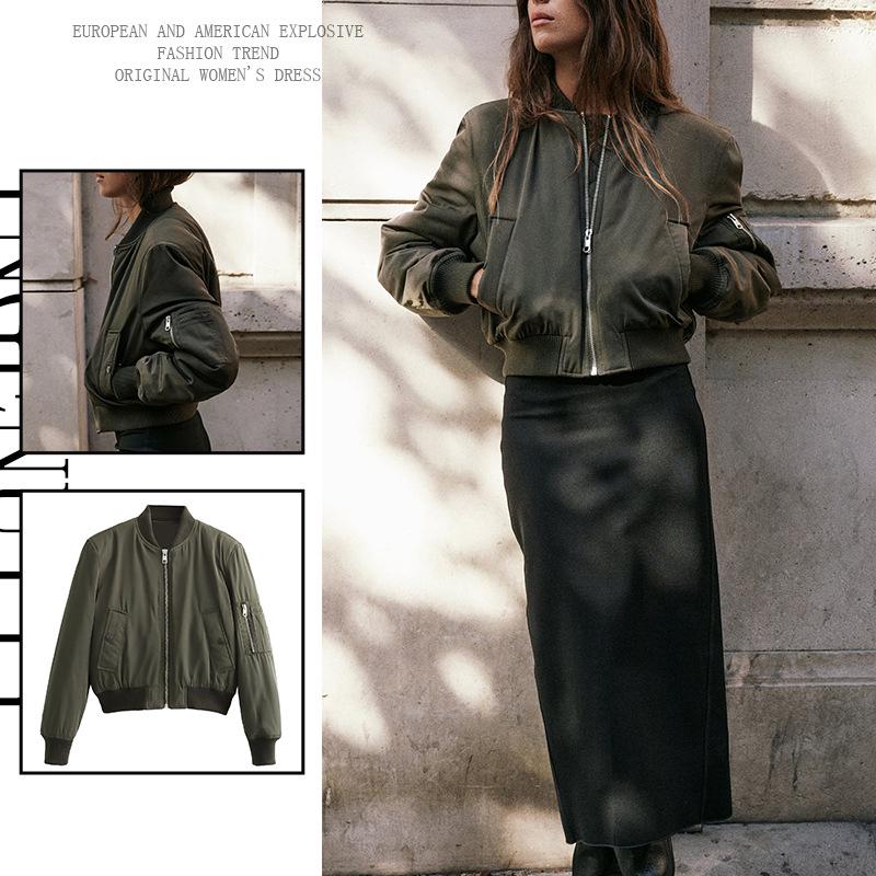 2024 Autumn European & American Style Women's Short Bomber Jacket