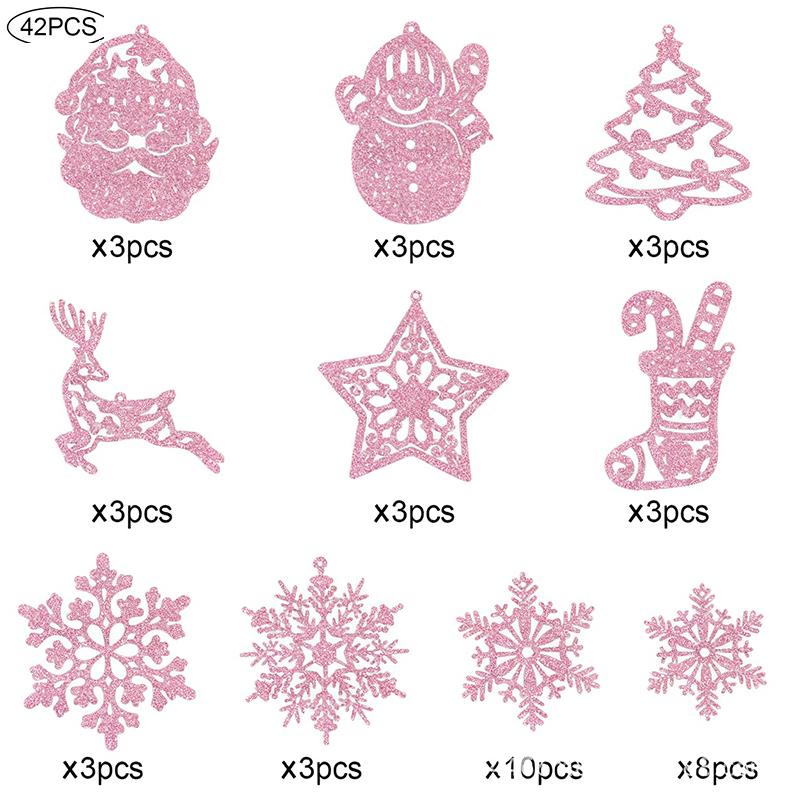 20Pcs Christmas Tree Decoration Hanging Ornaments Tree Snowman Reindeer Santa Snowflake Ornaments for New Year Winter Party