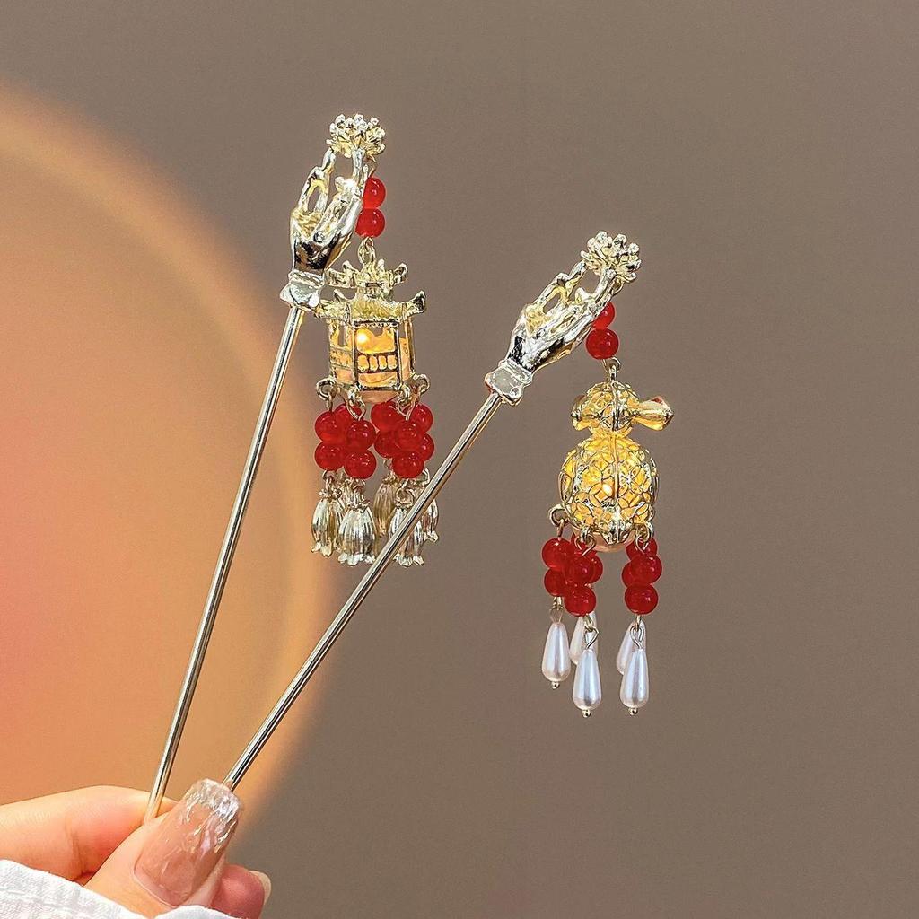 Lotus Lantern Tassel Hairpin: Versatile Fairy-Style Hair Accessory