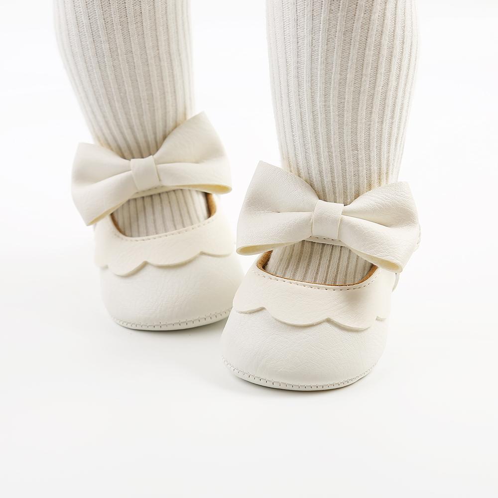 Baby Casual Shoes Infant Toddler Bowknot Non-slip Rubber Soft-Sole Flat PU First Walker Newborn Bow Decor Mary Janes