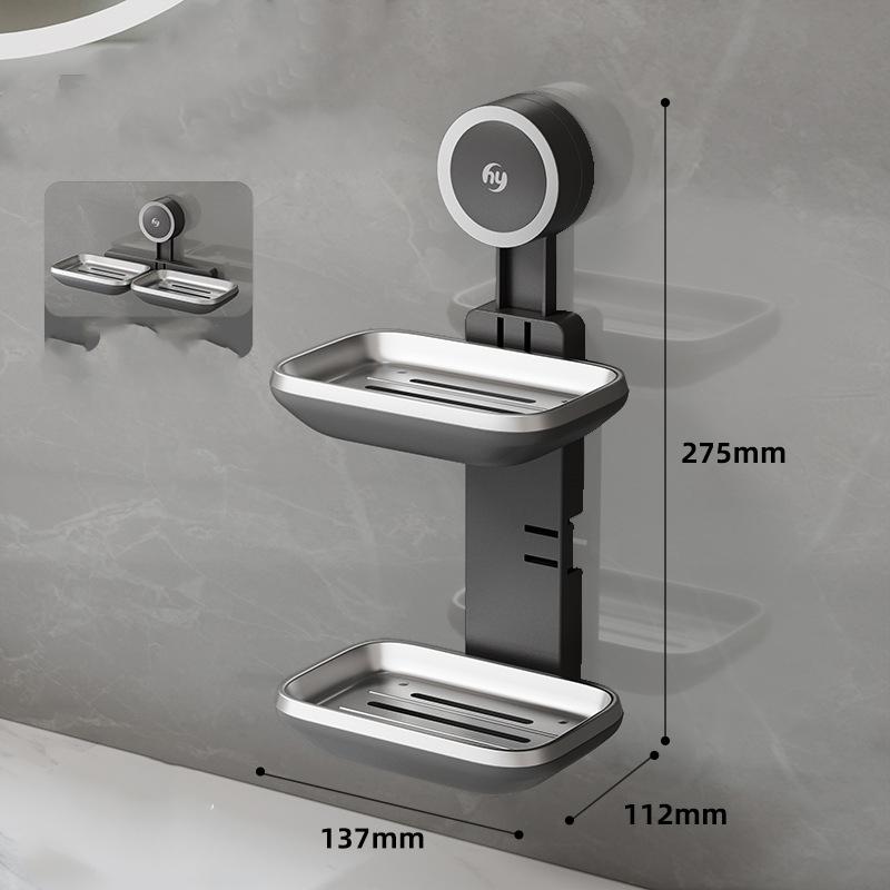 Waterproof Soap Storage Box Powerful Vacuum Suction Cup Soap Dish With Drain Holes Rust Proof Soap Holder For Bathroom And Toile