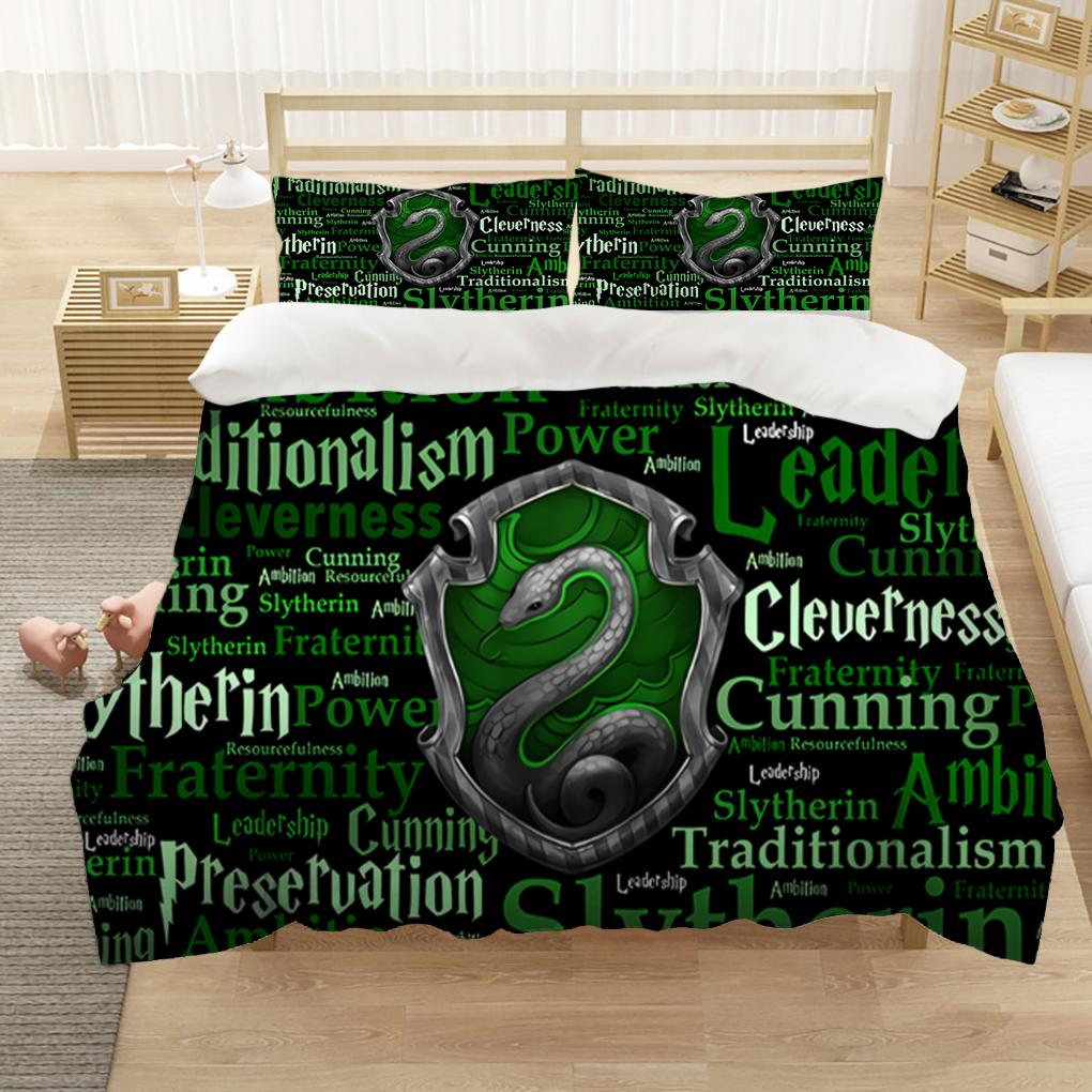Marauders Map Four Magic College 3Pcs Duvet Cover Sets Cartoon Bedding Set Sheet Children Room Bed Sheet Pillow Case