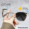 New Fashion Cat Eye Large Frame TR90 Photochromic Reading Glasses Women Anti Blue Light Prescription Eyewear