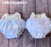 Angel Costume Tulle Bloomers Leaf Hairband Birthday Angel Wings and Diaper Cover White Tulle [NANA's Shop] [3-piece Set] & & Newborn/half Set, (half