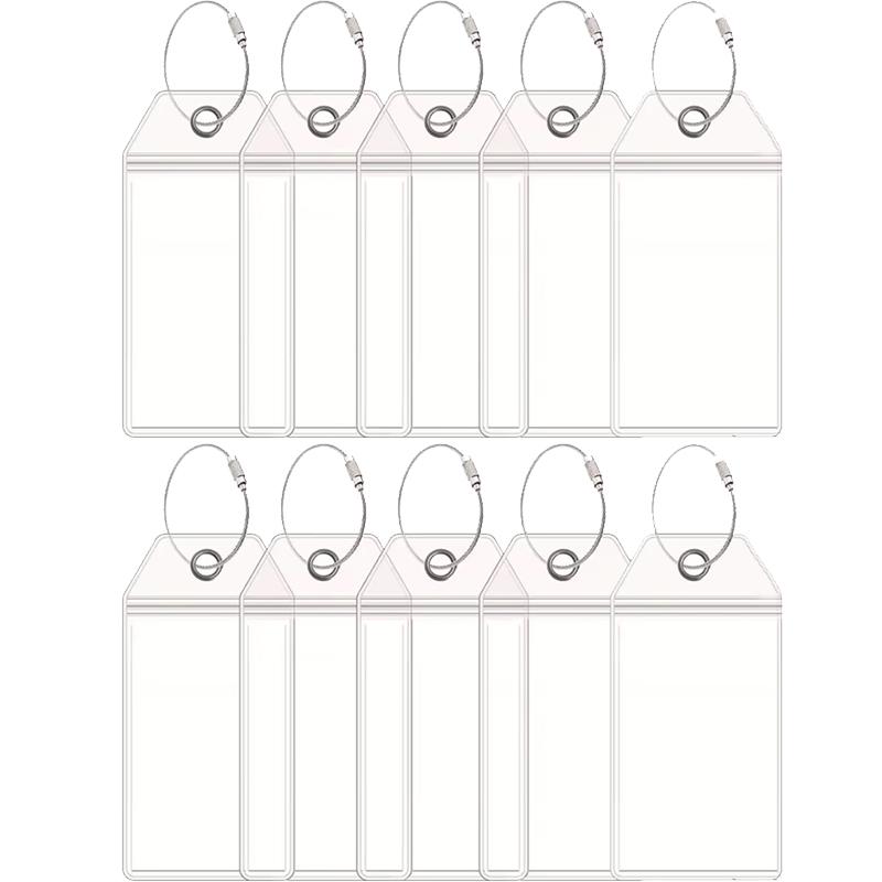 5-25PCS Transparent Cruise Luggage Tags PVC Waterproof Travel Baggage Labels With Loops Keyring Holders For Easy Identification