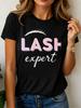 Y2k Casual Style Unisexs Tshirt Lash Expert Print Round Neck Loose Short Sleeve For Everyday Wear And Tops Tee Female Tshirt