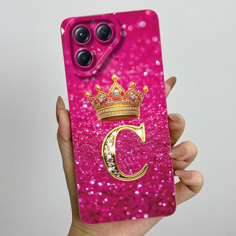 For Tecno Pova 7 Neo Phone Case Crown Initial Letters Liquid Silicone Dustproof Full Protection For Tecno Pova 7Neo Funda Coques