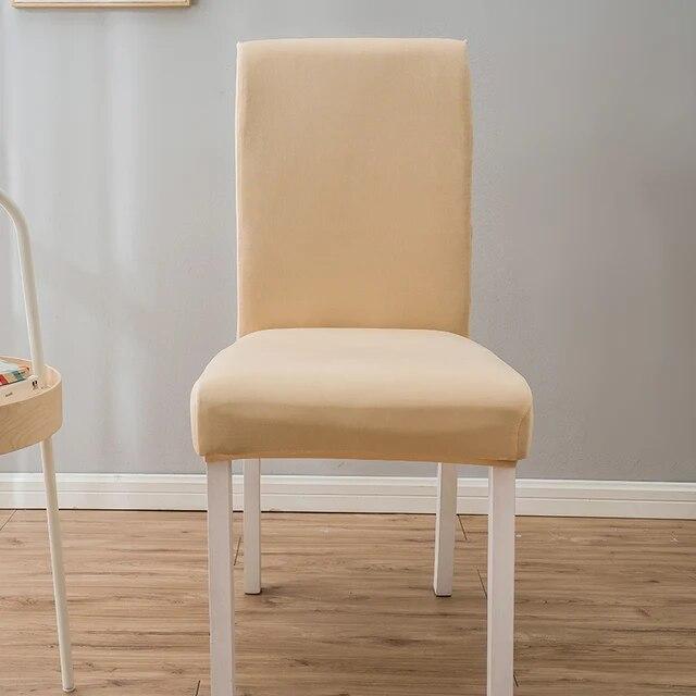 

Чехол на стул из эластичного спандекса, однотонный чехол для обеденного стула, чехлы на стулья для свадьбы, отеля, банкета, столовой бежевый