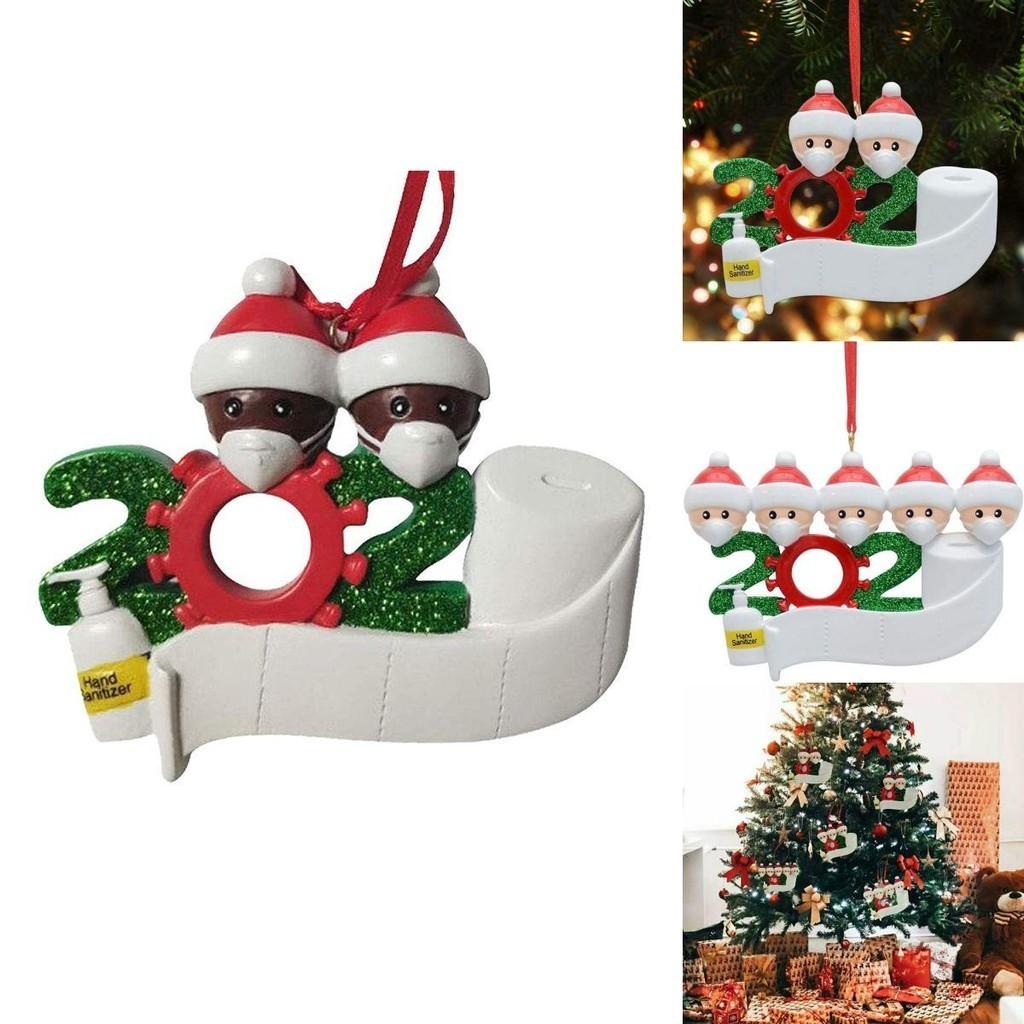 2020 Xmas Tree Ornaments Featuring Santa Claus With Mask And Diy Family Name