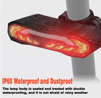 Bicycle Smart Brake Taillight USB Charging Alarm Outdoor Night Riding Mountain Bike Steering LED Taillight Waterproof Safty