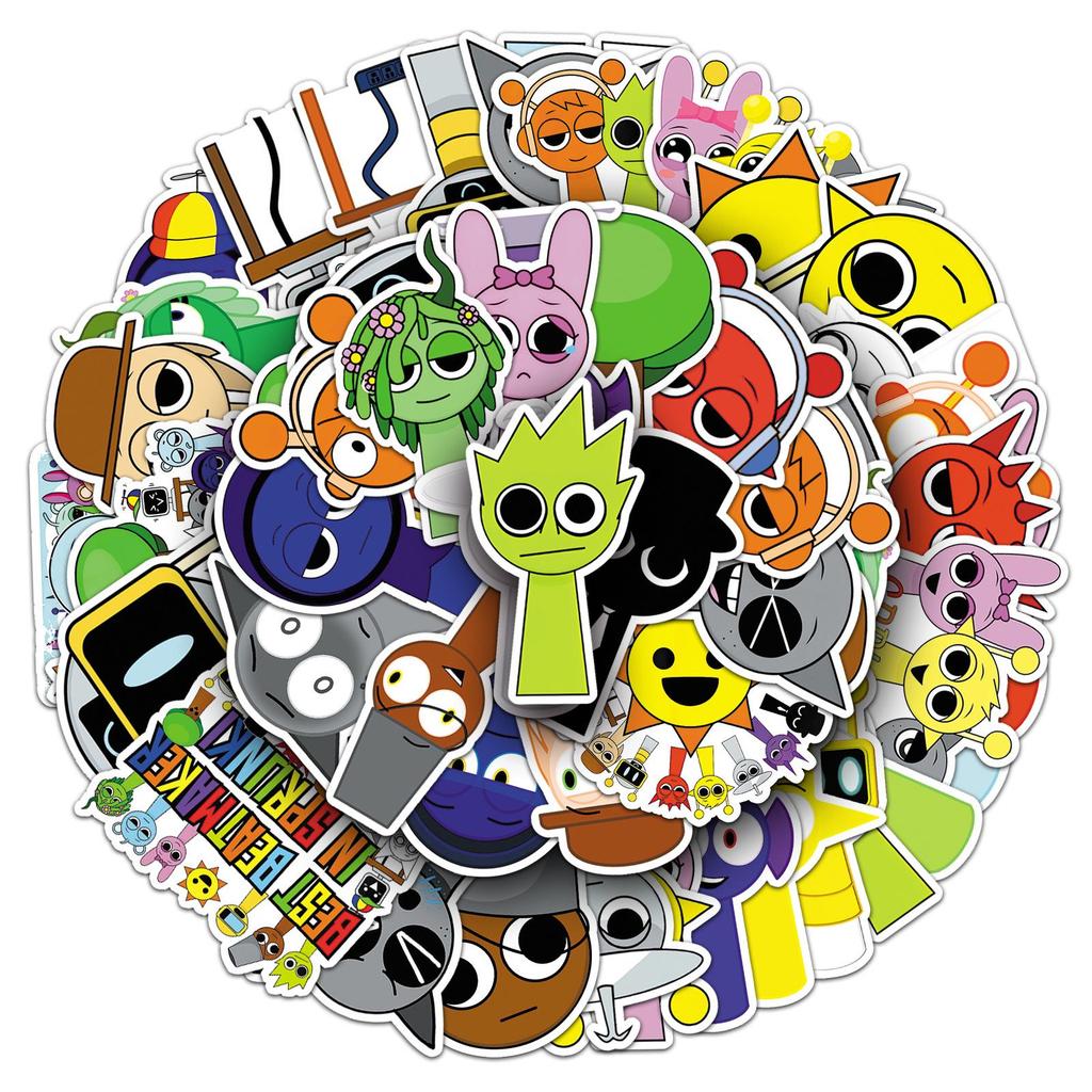 50-Pack Waterproof Cartoon Music Rhythm Stickers for Phones & Notebooks