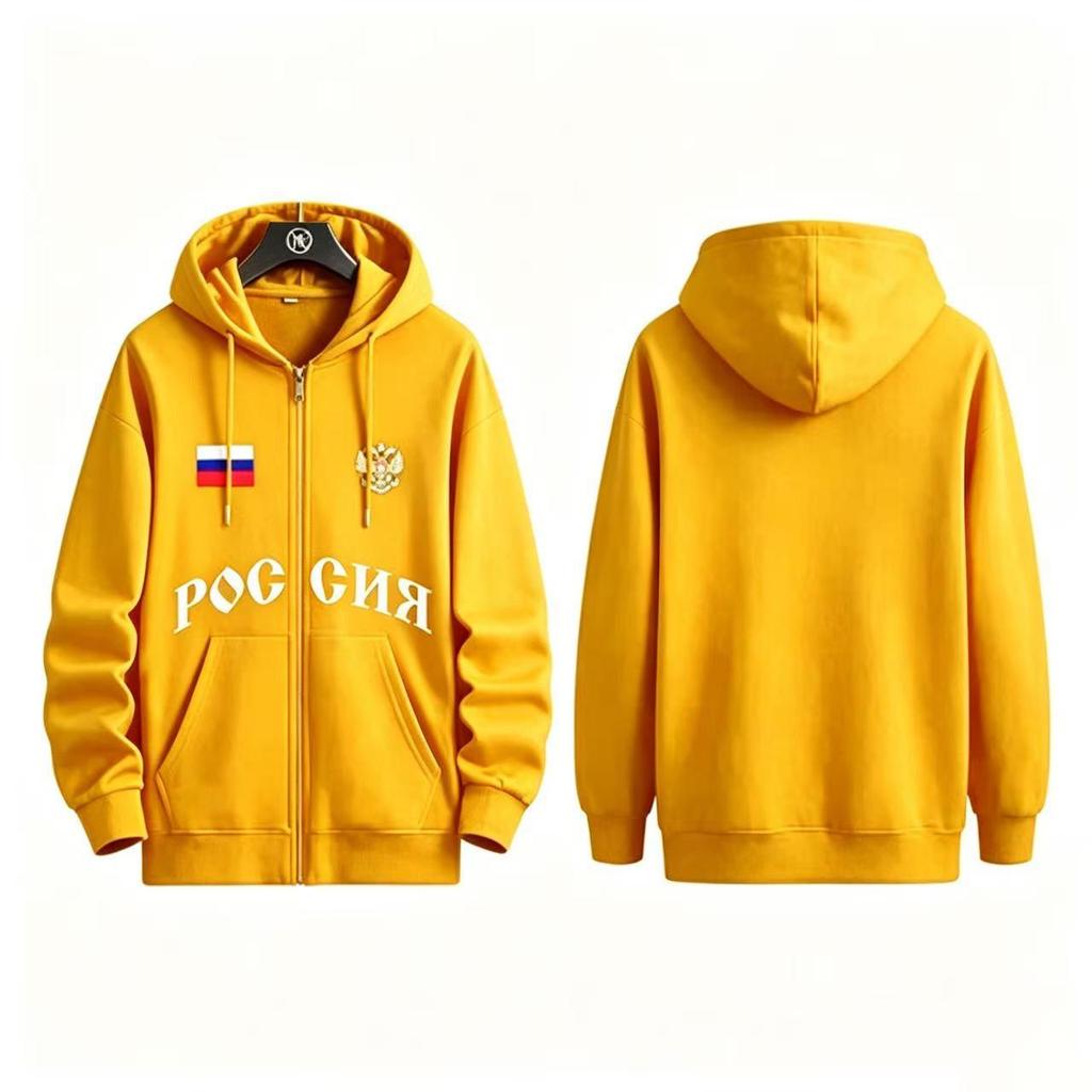 New Russian Print Couple Zipper Hoodie - Hot Selling Unisex Jacket