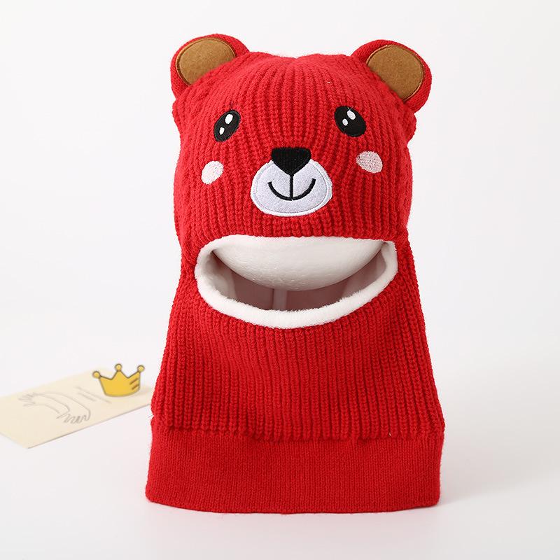 Baby Hat Scarf Integrated Hat Winter Warm Thickened Knitted Ear Hat Cute Super Cute Boys and Girls Wool Hat