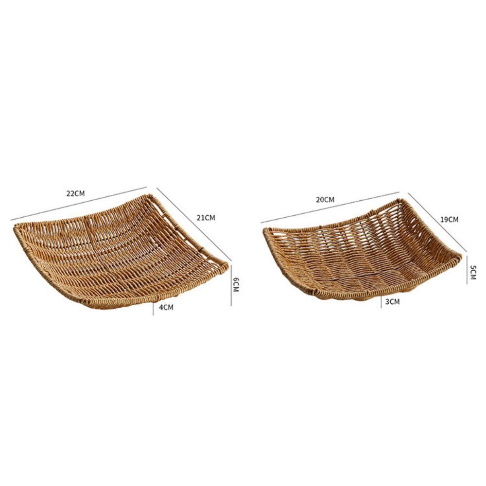 Handmade Rattan Storage Trays Multi-Purpose Home Decoration Crafts Braid Storage Tray Snacks Breakfast Storage Basket