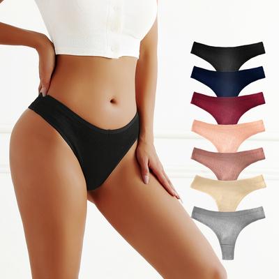 7 Teile/satz frauen Baumwolle Thongs Bequeme Damen G-string Weibliche Sexy Low-Rise Unterwäsche Einfarbig Bikini Unterhose Dessous