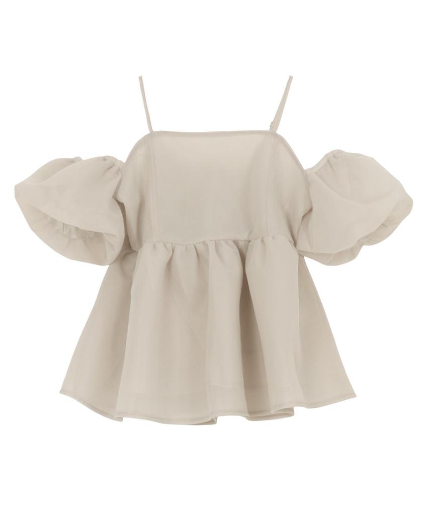 Kobe Lettuce Sheer Summer Sheer Cardboard Summer Clothes Size Beige Women's Off-the-Shoulder Blouse, 2-Way, Fabric, Bustier, [C7558], M,