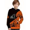 Boys' contrasting excavator pattern printed hoodie, casual long sleeved hoodie, suitable for outdoor use