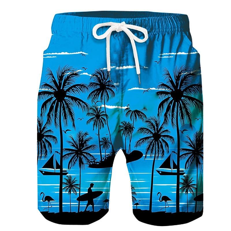 Men's Coconut Tree Graphic Prints Swim Trunks Swim Shorts Board