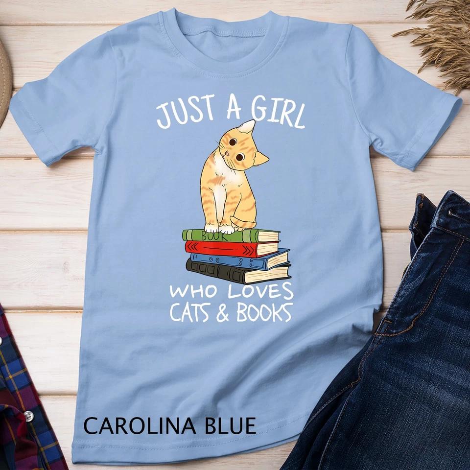 Just A Girl Who Loves Books And Cats - Funny Reading Unisex T-shirt 2 M