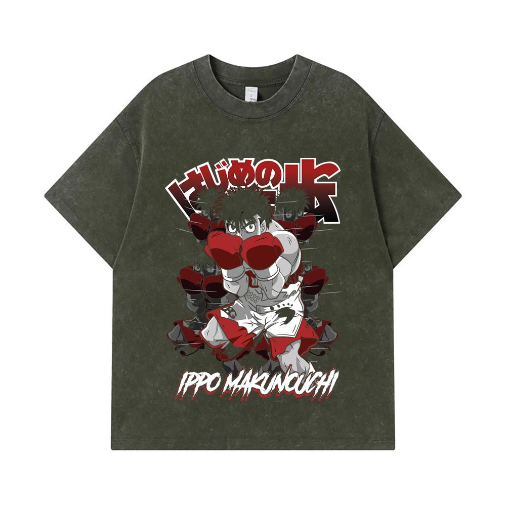 275 GSM Washed T-shirts 100% Cotton Hajime no Ippo V11 Ippo Print Unisex Heavy Cotton T Shirt S